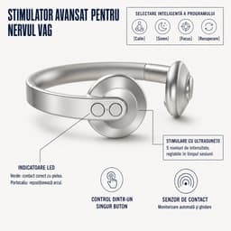 Stimulator avansat pentru nervul vag — indicatoare LED, senzor de contact, control dintr-un buton